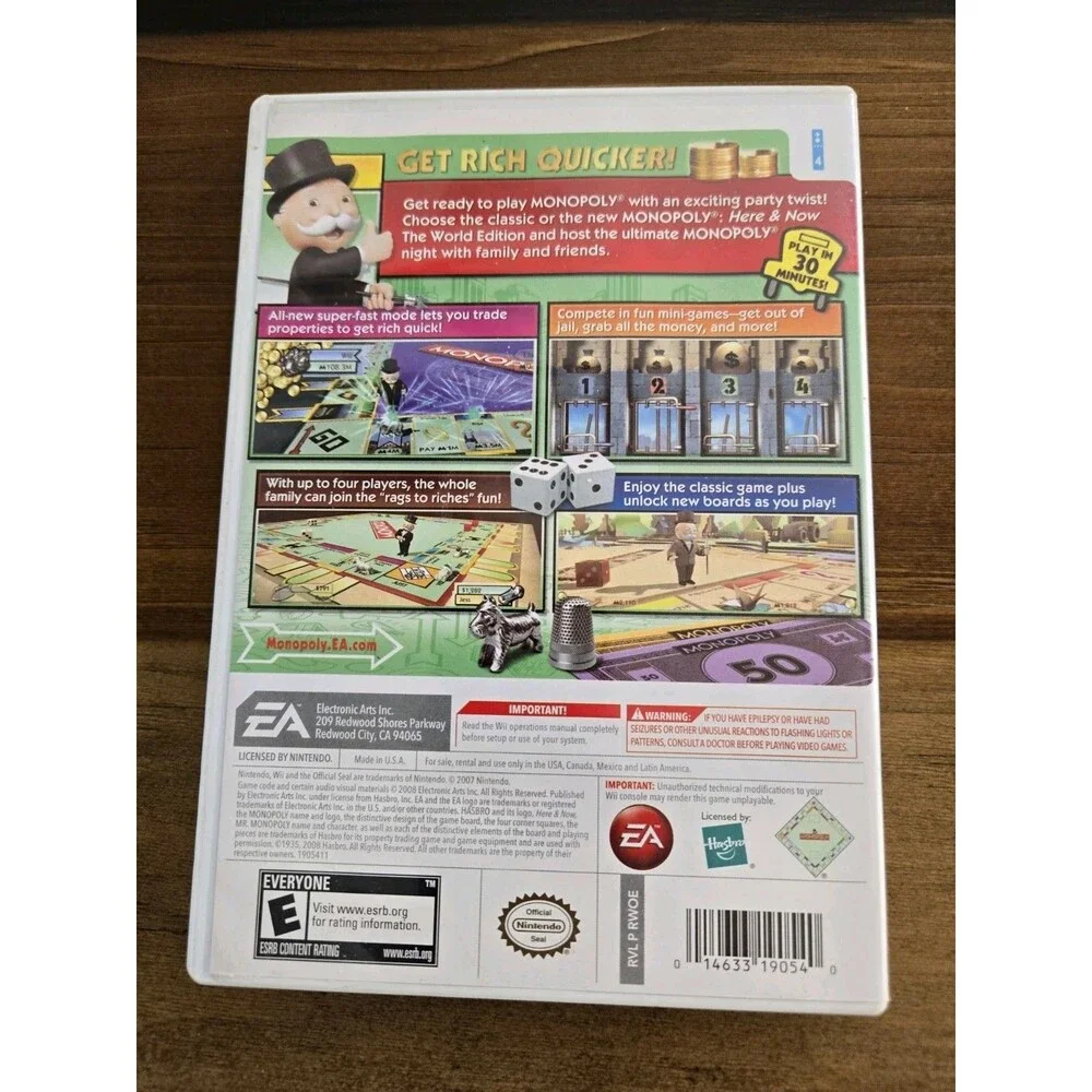MONOPOLY Video Game for Nintendo Wii - Tested & Complete